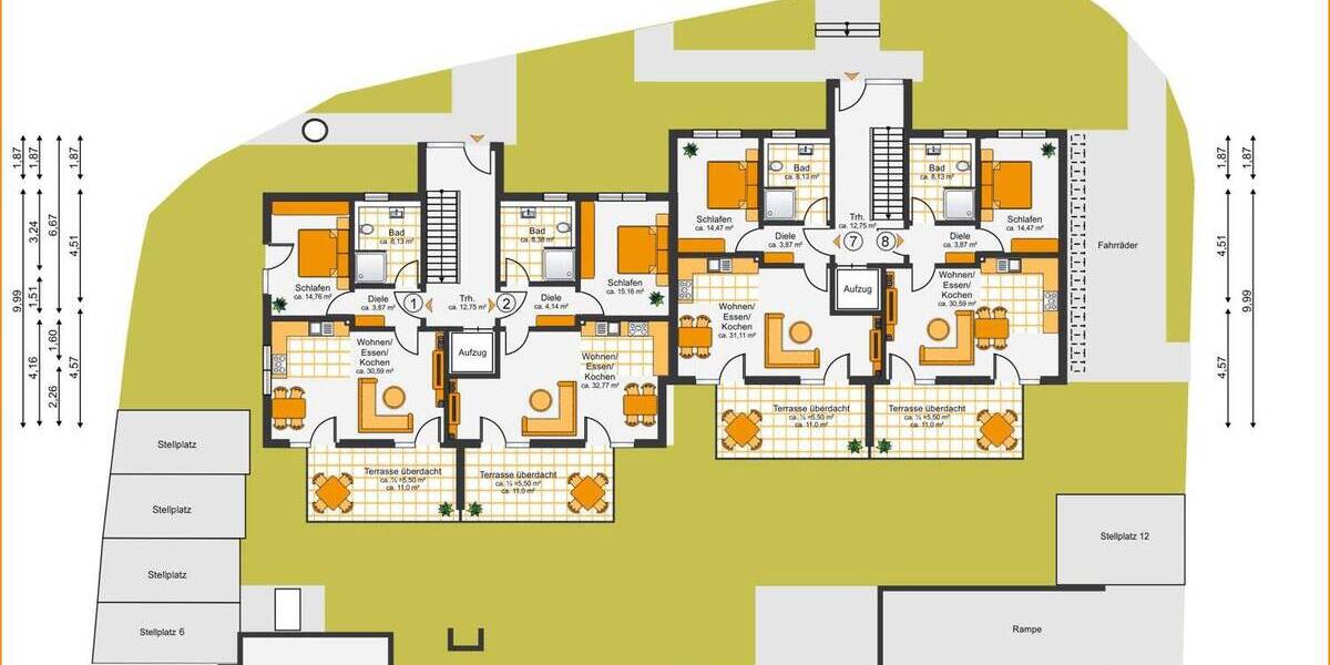 Etagenwohnung Aindling - 2 Zimmer, 64 m&sup2;, 359.800&euro; | Angebot:25742757