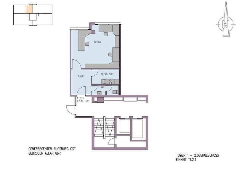 Büro in Augsburg 540 € 47.15 m²