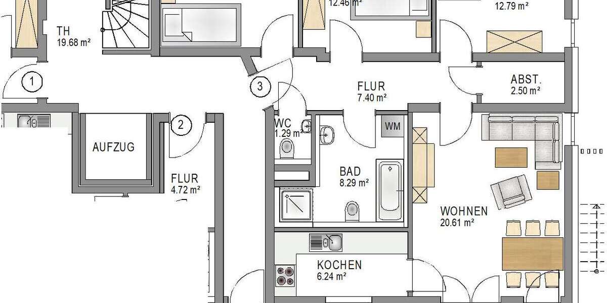 Etagenwohnung Augsburg Innenstadt - 4 Zimmer, 90 m&sup2;, 1.440&euro; | Angebot:27131944