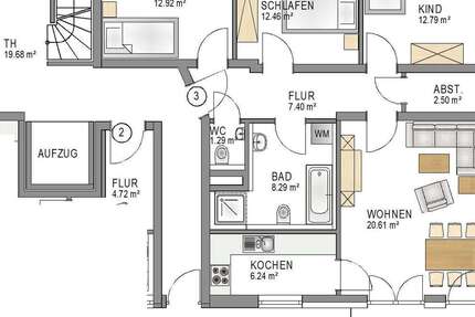 Wohnung Augsburg Innenstadt - 4 Zimmer, 90 m&sup2;, 1.440&euro; | Angebot:27131944