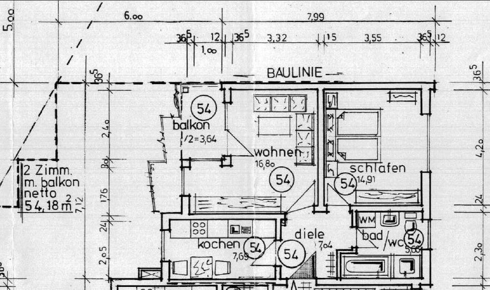 Etagenwohnung Augsburg Haunstetten-Siebenbrunn - 2 Zimmer, 54 m&sup2;, 237.300&euro; | Angebot:27213372