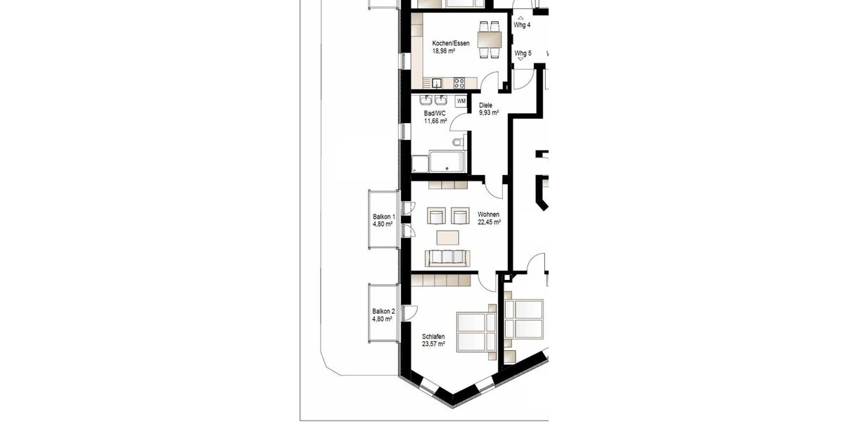 2 sanierte Altbauwohnungen 105 + 92 qm, je mit 2 Balkonen, Bambus-Parkett, hohe Räume, ruhig, nähe KUKA Augsburg - 4- Augsburg Lechhausen | Angebot:26953268