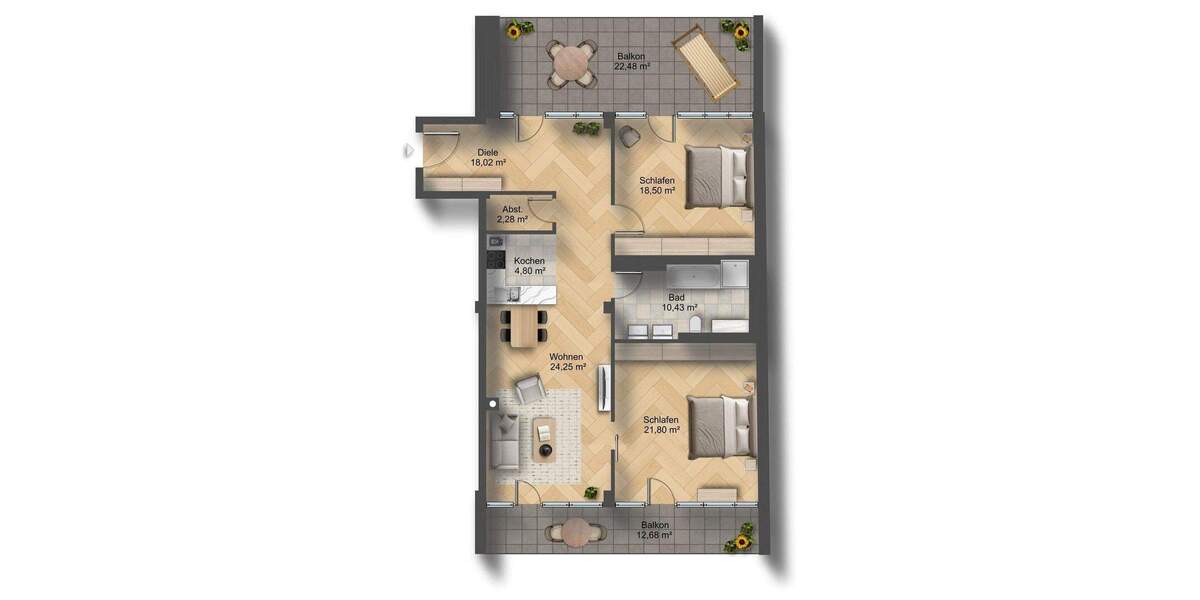 Etagenwohnung Augsburg Pfersee - 3 Zimmer, 118 m&sup2;, 659.000&euro; | Angebot:25928042