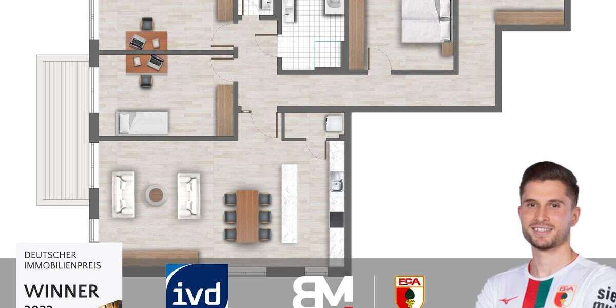 Etagenwohnung Augsburg Innenstadt - 4 Zimmer, 140 m&sup2;, 1.105.000&euro; | Angebot:22324915