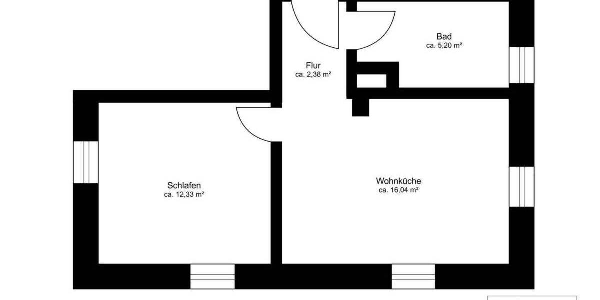 Etagenwohnung Augsburg Oberhausen - 2 Zimmer, 35 m&sup2;, 179.000&euro; | Angebot:25678830