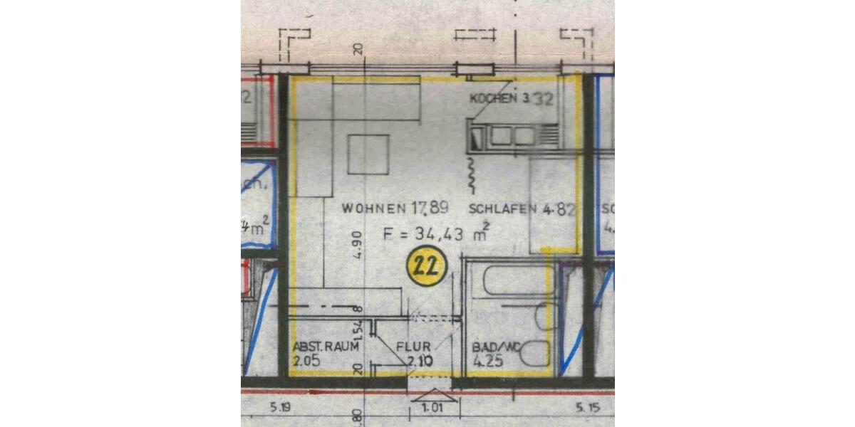 Etagenwohnung Augsburg Universitätsviertel - 1 Zimmer, 35 m&sup2;, 177.000&euro; | Angebot:26913920
