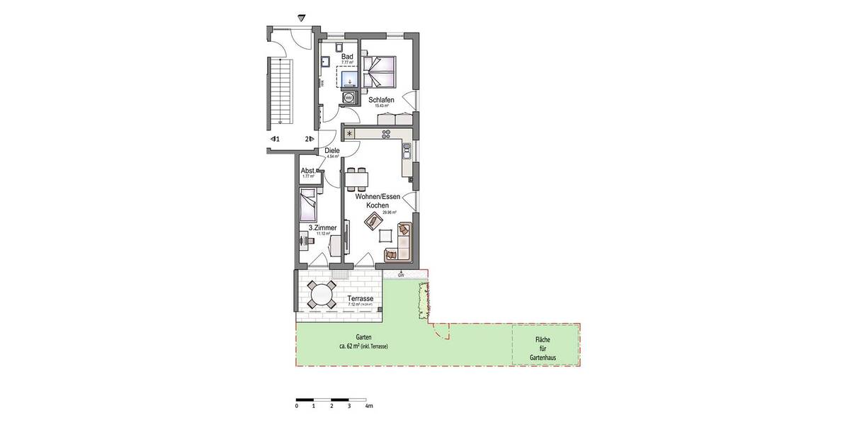 Etagenwohnung Weil - 3 Zimmer, 77 m&sup2;, 459.900&euro; | Angebot:25746377