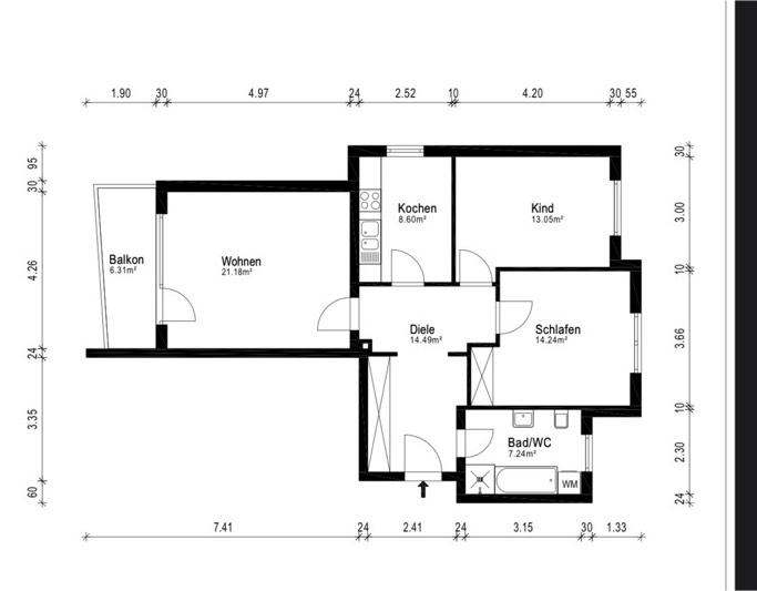 Sanierte 3-Zimmer-Wohnung in Haunstetten | 2 Tg-Stellplätze 3 zimmer