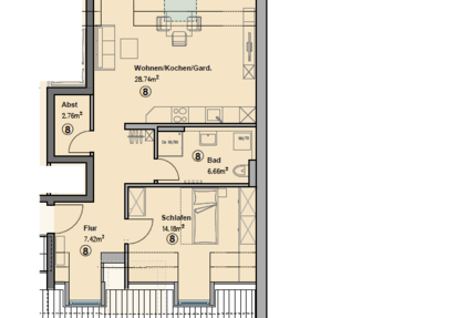 Wohnung Augsburg - 2.5 Zimmer, 60 m&sup2;, 1.200&euro; | Angebot:26897272