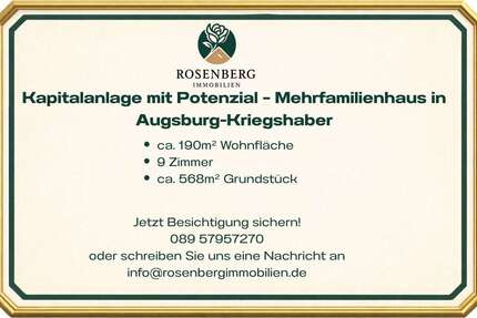 Haus Augsburg Bärenkeller - 9 Zimmer, 190 m&sup2;, 999.999&euro; | Angebot:26647922