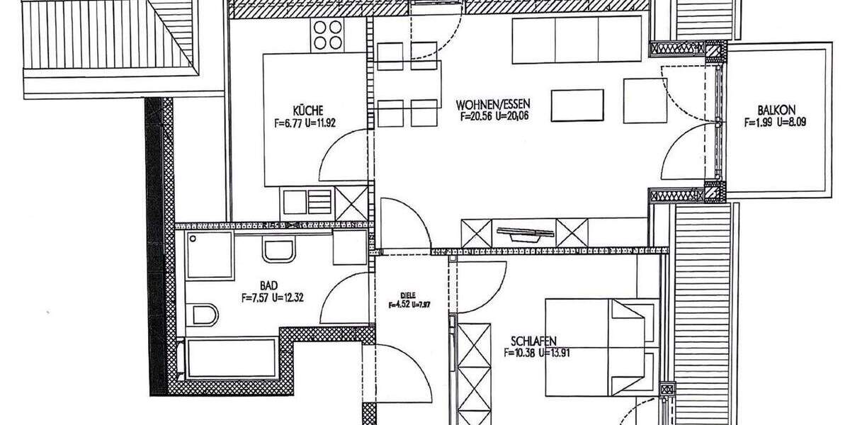 Etagenwohnung Augsburg Oberhausen - 2 Zimmer, 53 m&sup2;, 264.500&euro; | Angebot:25123747