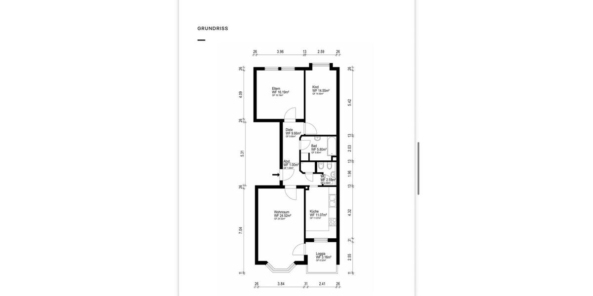 Etagenwohnung Augsburg Bergheim - 3 Zimmer, 89 m&sup2;, 1.650&euro; | Angebot:26688616