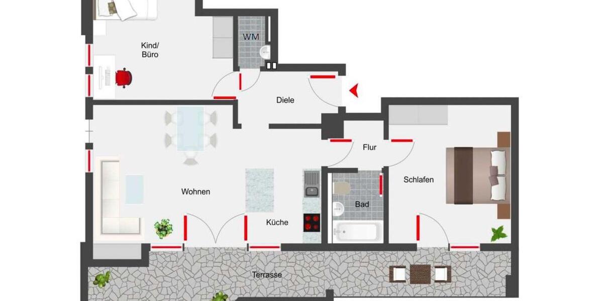 Dachgeschoßwohnung Gersthofen - 3 Zimmer, 92 m&sup2;, 389.000&euro; | Angebot:26289342