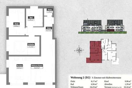 Wohnung Mering - 3 Zimmer, 84 m&sup2;, 535.000&euro; | Angebot:25541328