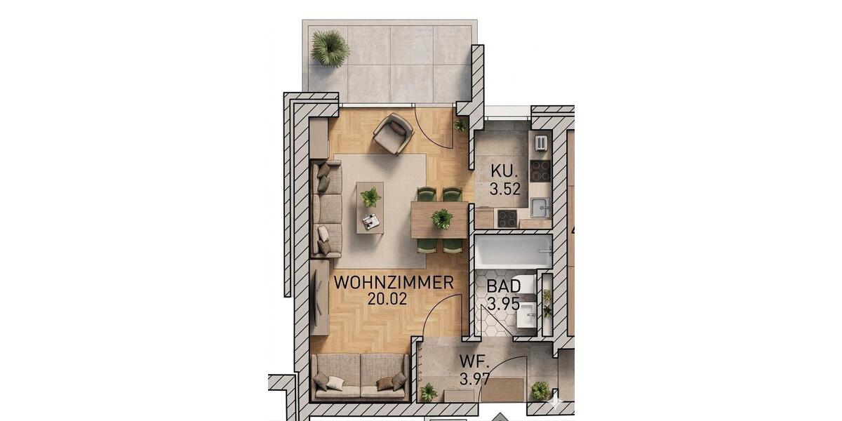 Etagenwohnung Augsburg Antonsviertel - 1 Zimmer, 35 m&sup2;, 149.000&euro; | Angebot:26421665