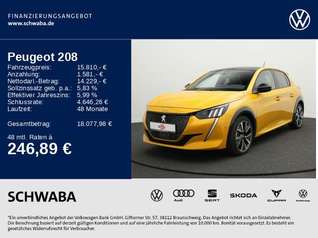Peugeot 208 40.100 km 15.410 € Gersthofen 86368