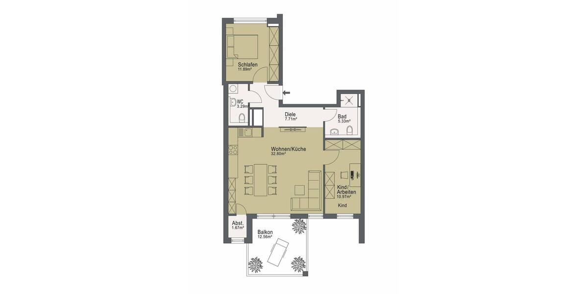 Etagenwohnung Mering - 3 Zimmer, 80 m&sup2;, 520.000&euro; | Angebot:26658257