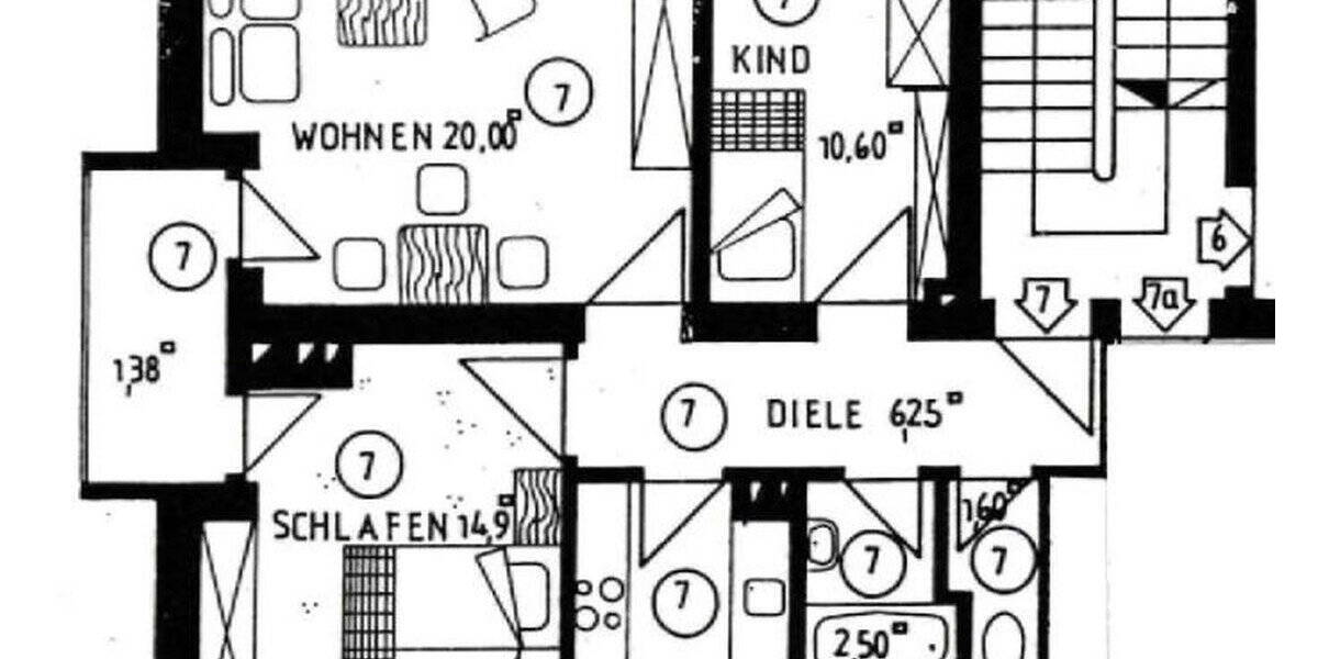 Etagenwohnung Augsburg Innenstadt - 3 Zimmer, 64 m&sup2;, 260.000&euro; | Angebot:26537068