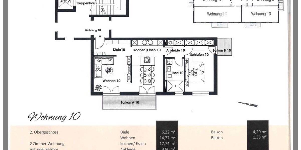 Etagenwohnung Augsburg Herrenbach - 2 Zimmer, 70 m&sup2;, 425.000&euro; | Angebot:26836188