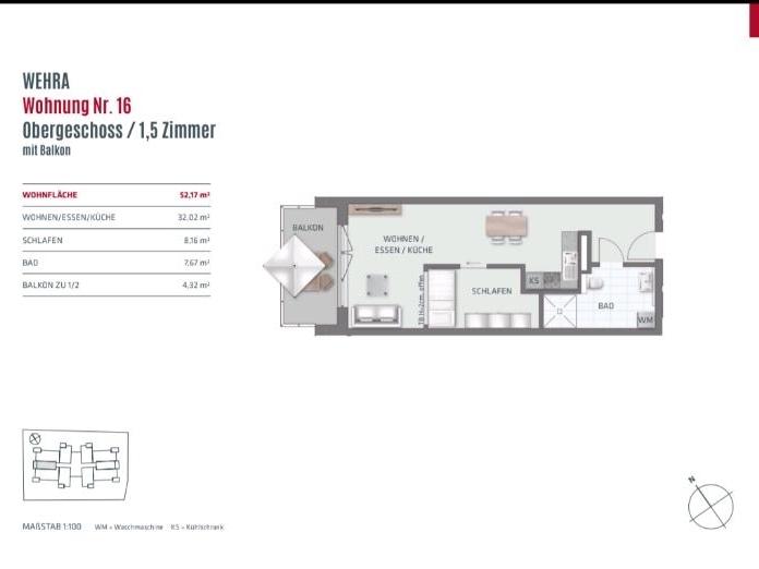 Etagenwohnung Schwabmünchen - 1.5 Zimmer, 52 m&sup2;, 700&euro; | Angebot:24559481