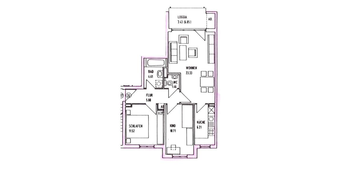 Etagenwohnung Gersthofen - 3 Zimmer, 67 m&sup2;, 310.000&euro; | Angebot:27091022