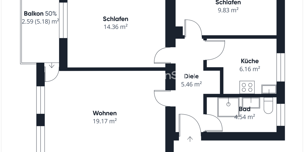 Vermietetes Investment mit Potenzial in Haunstetten - 3-Zimmer-Wohnung mit Balkon - Etagenwohnung Augsburg Augsburg - Haunstetten - Siebenbrunn - Haunstetten | Angebot:26420295
