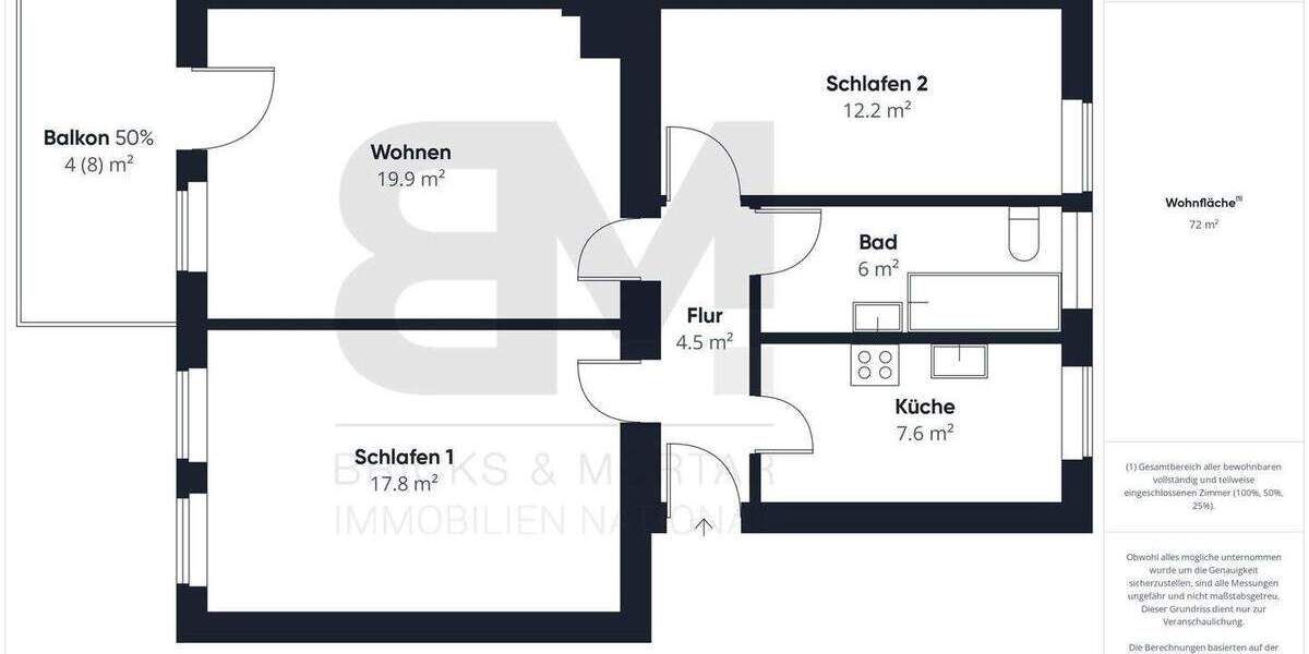 Etagenwohnung Augsburg Innenstadt - 3 Zimmer, 72 m&sup2;, 388.800&euro; | Angebot:25799444