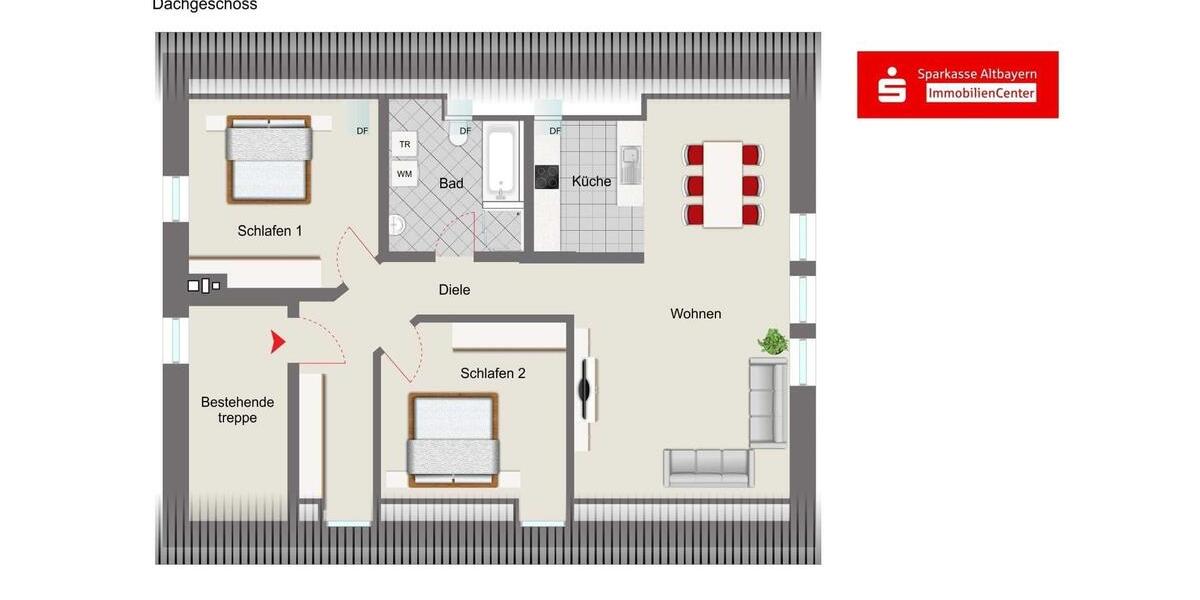 Dachgeschoßwohnung Inchenhofen - 3 Zimmer, 85 m&sup2;, 890&euro; | Angebot:26384432