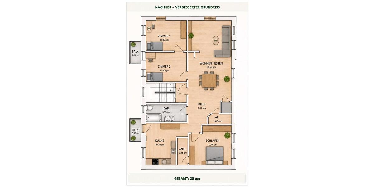 Etagenwohnung Augsburg Pfersee - 4.5 Zimmer, 96 m&sup2;, 469.000&euro; | Angebot:27120291