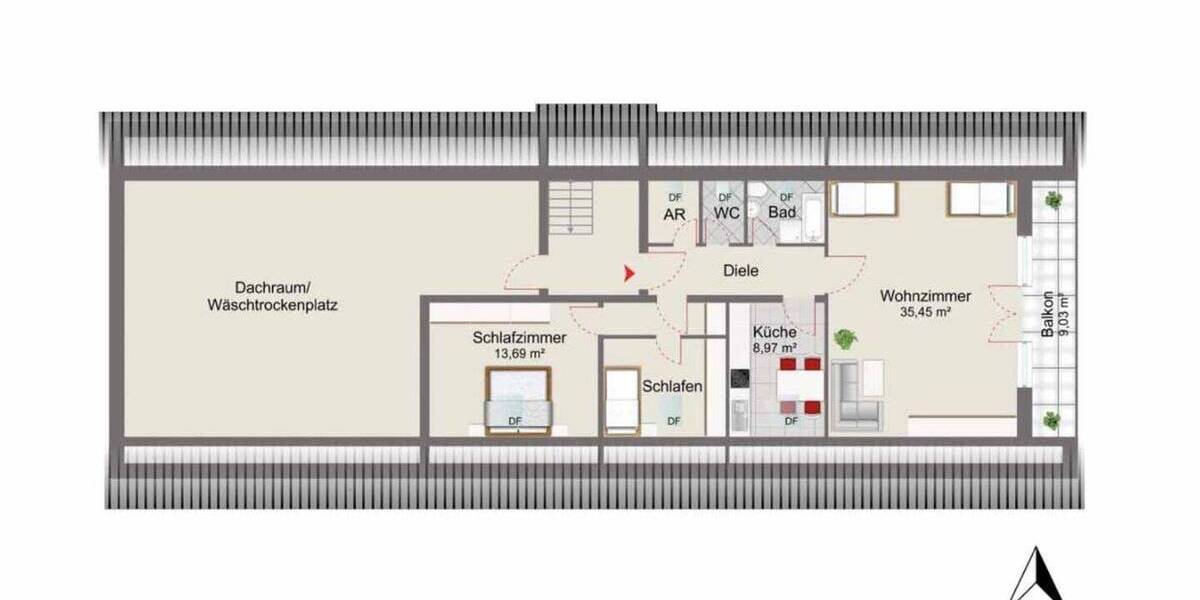 Etagenwohnung Augsburg Lechhausen - 3 Zimmer, 77 m&sup2;, 289.000&euro; | Angebot:26703673