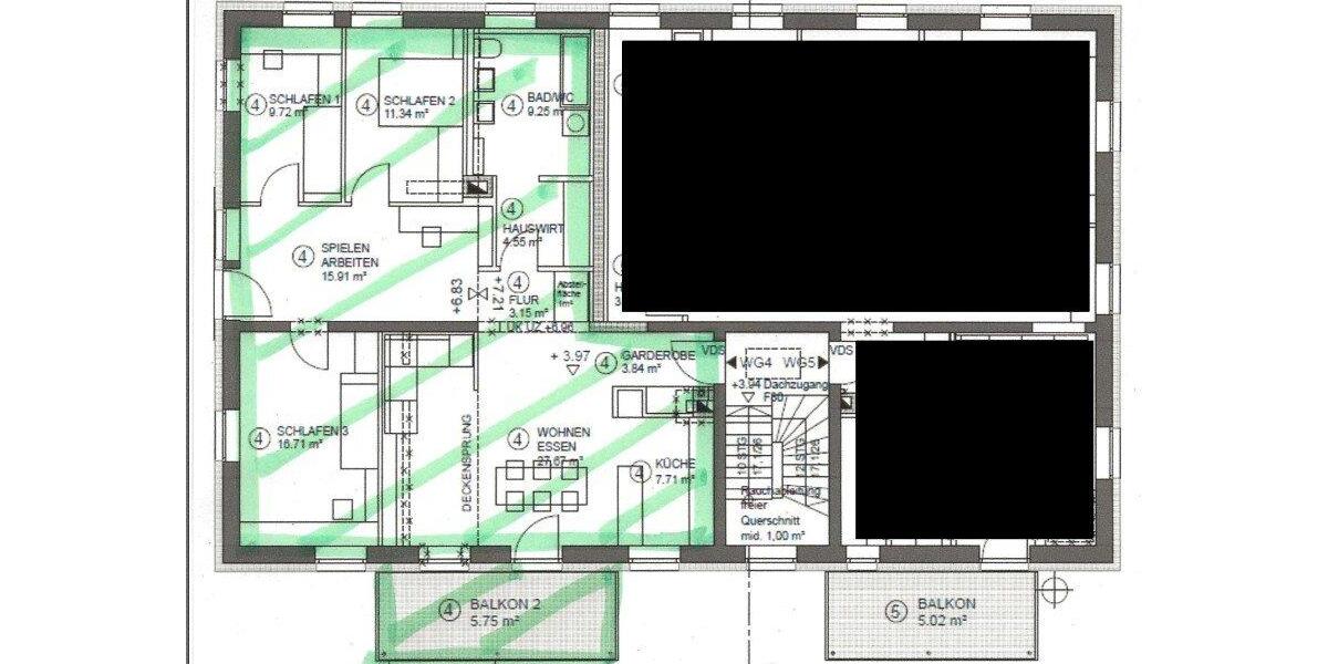 Etagenwohnung Augsburg Haunstetten-Siebenbrunn - 4 Zimmer, 113 m&sup2;, 497.200&euro; | Angebot:26707062