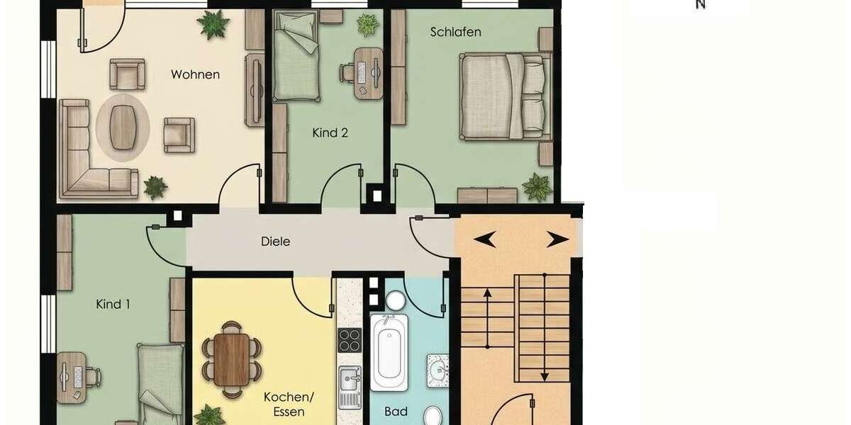 Etagenwohnung Gersthofen - 4 Zimmer, 84 m&sup2;, 299.000&euro; | Angebot:26765134