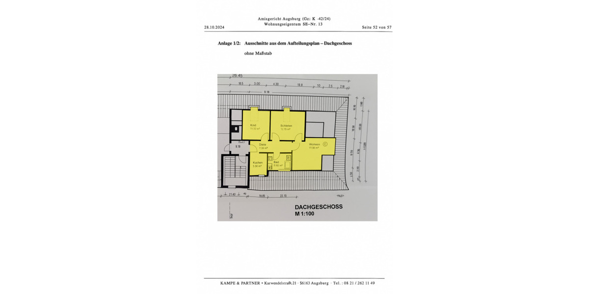 Etagenwohnung Augsburg Bärenkeller - 3 Zimmer, 67 m&sup2;, 249.000&euro; | Angebot:24387763