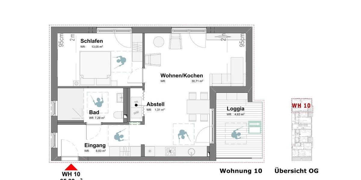 Dachgeschoßwohnung Dinkelscherben - 2 Zimmer, 66 m&sup2;, 1.000&euro; | Angebot:24390788