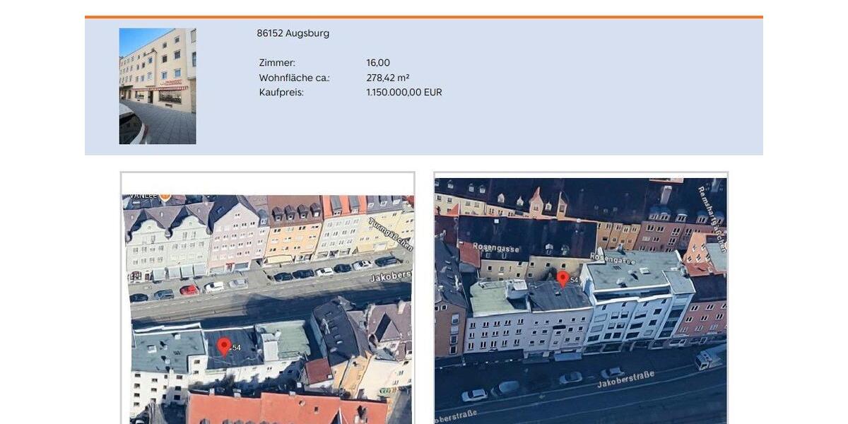 Mehrfamilienhaus, Wohnhaus Augsburg Innenstadt - 14 Zimmer, 278 m&sup2;, 1.150.000&euro; | Angebot:26897792