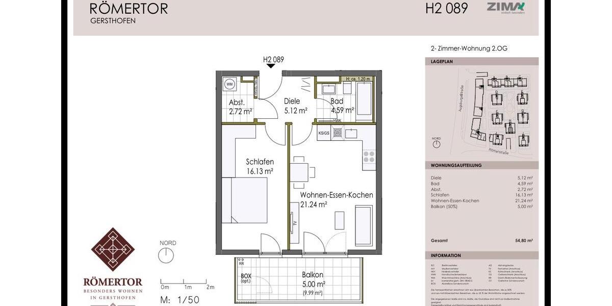 Etagenwohnung Gersthofen - 2 Zimmer, 55 m&sup2;, 329.000&euro; | Angebot:26723012