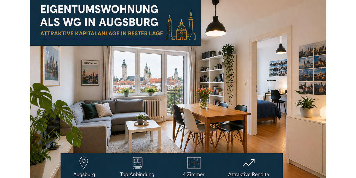 Etagenwohnung Augsburg Pfersee - 4 Zimmer, 65 m&sup2;, 430.000&euro; | Angebot:26381141
