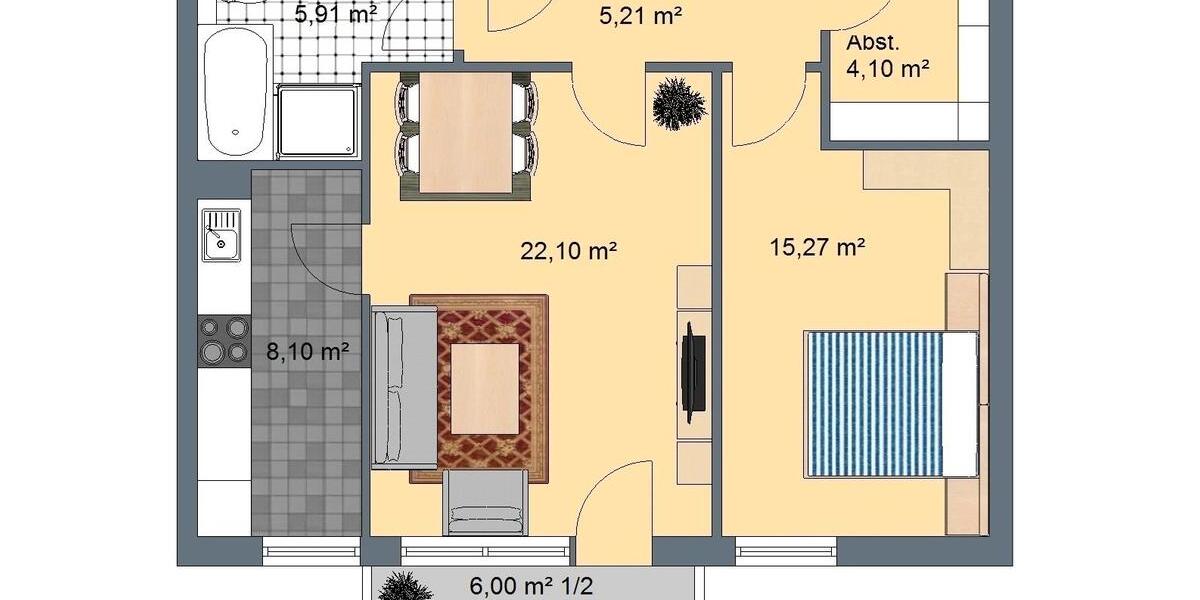 Etagenwohnung Augsburg Bergheim - 2 Zimmer, 63 m&sup2;, 285.000&euro; | Angebot:27189533