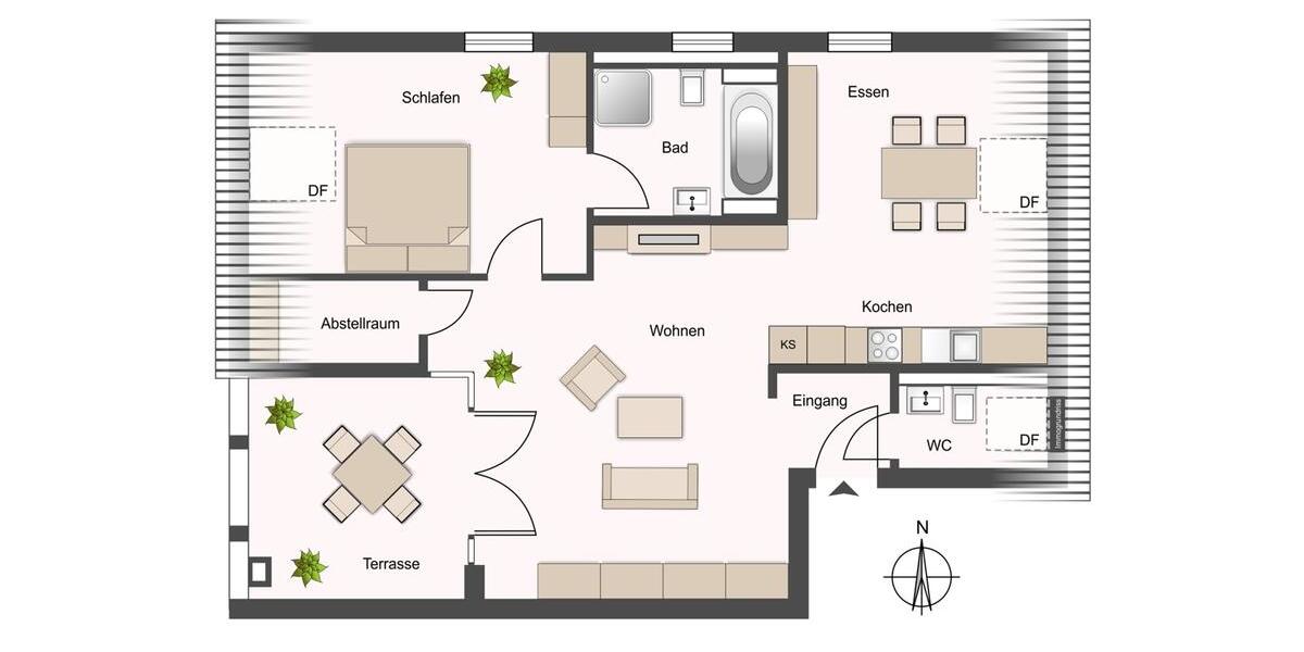 Dachgeschoßwohnung Augsburg Bergheim - 2.5 Zimmer, 87 m&sup2;, 1.450&euro; | Angebot:26578893