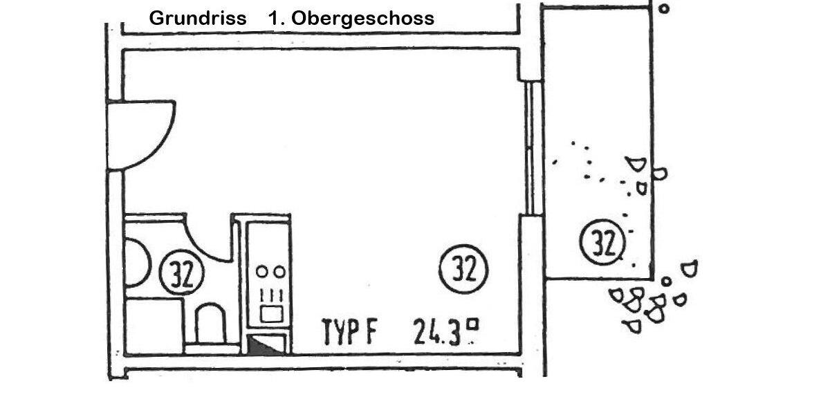 Etagenwohnung Augsburg Oberhausen - 1 Zimmer, 24 m&sup2;, 580&euro; | Angebot:26662038