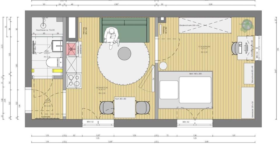 Etagenwohnung Augsburg Innenstadt - 1.5 Zimmer, 35 m&sup2;, 197.500&euro; | Angebot:24464968