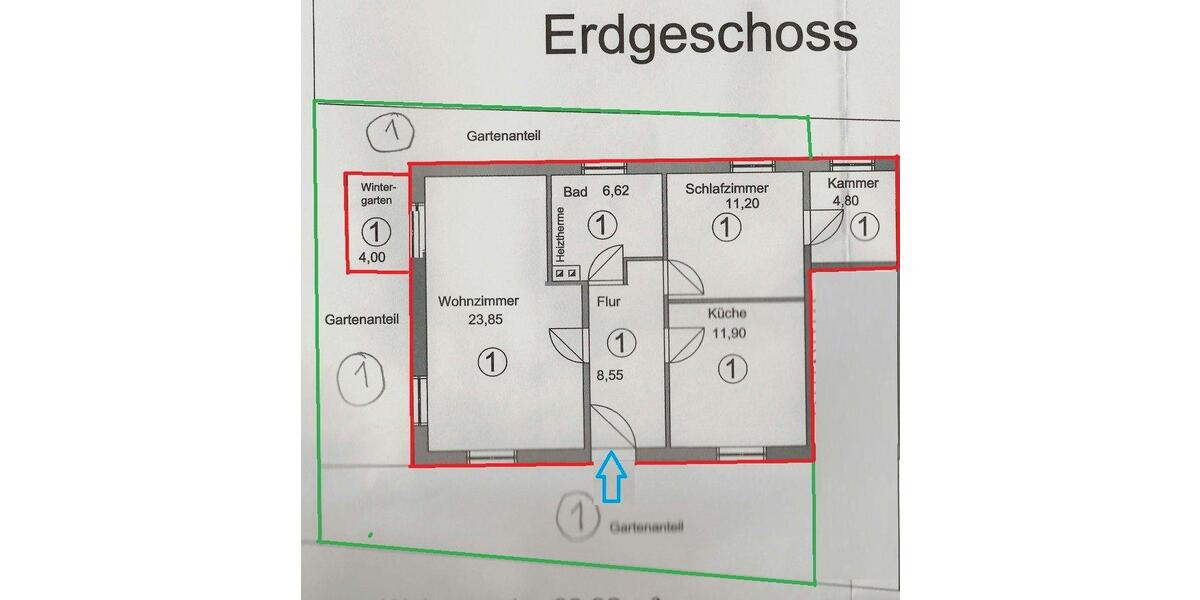 Erdgeschoßwohnung Augsburg Oberhausen - 2.5 Zimmer, 67 m&sup2;, 290.000&euro; | Angebot:26961352