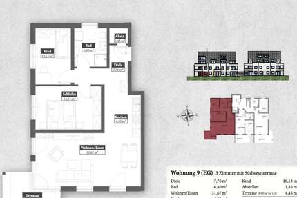 Wohnung Mering - 3 Zimmer, 81 m&sup2;, 580.000&euro; | Angebot:25429272