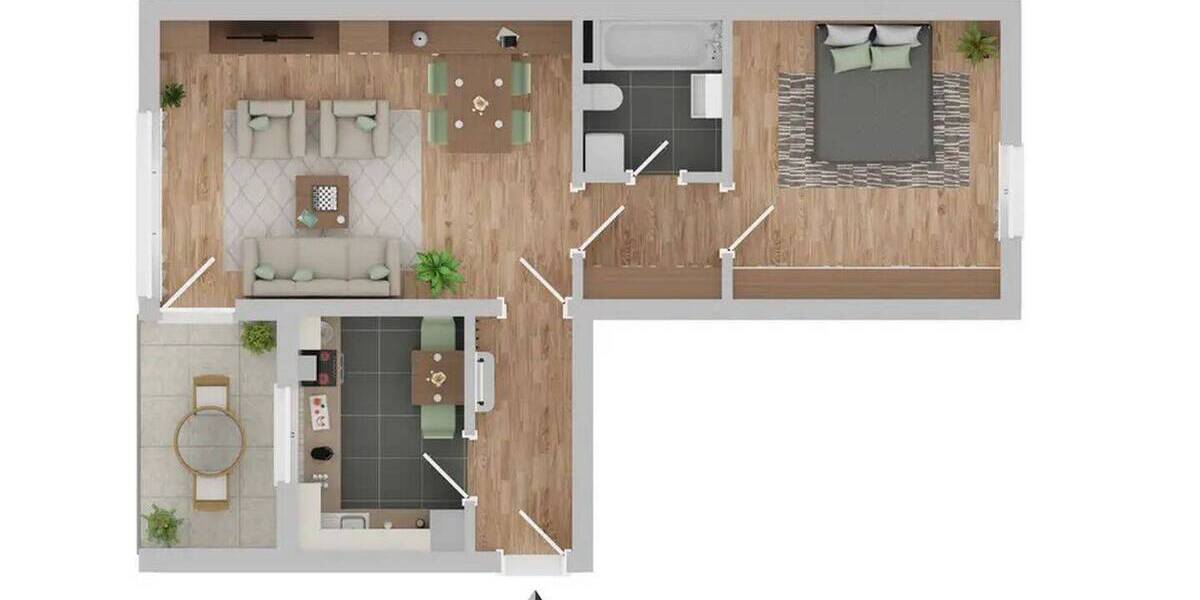 Etagenwohnung Augsburg Lechhausen - 2 Zimmer, 61 m&sup2;, 269.000&euro; | Angebot:26290260