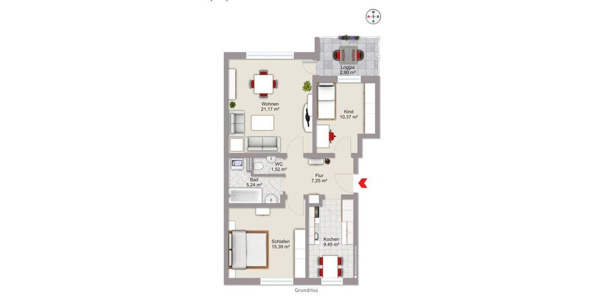 Etagenwohnung Königsbrunn - 3 Zimmer, 73 m&sup2;, 314.000&euro; | Angebot:26926781