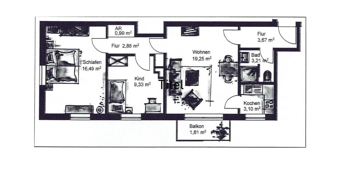 Etagenwohnung Augsburg Hochzoll - 3 Zimmer, 61 m&sup2;, 245.000&euro; | Angebot:26918485