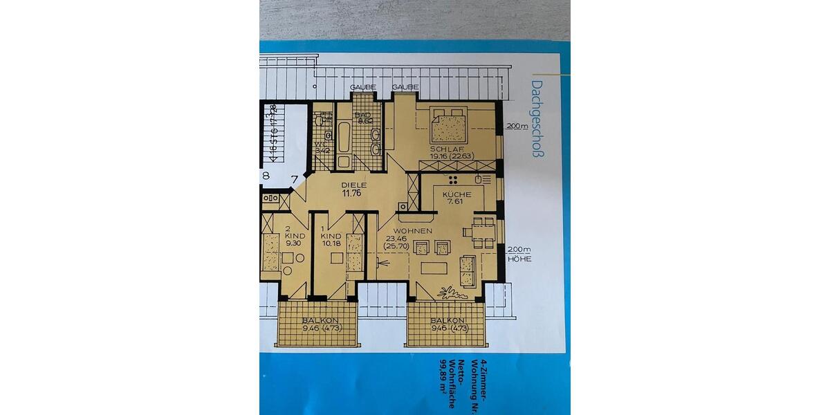 Dachgeschoßwohnung Langweid am Lech - 4 Zimmer, 100 m&sup2;, 385.000&euro; | Angebot:24984713