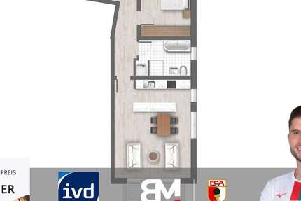 Wohnung Augsburg Innenstadt - 2 Zimmer, 72 m&sup2;, 595.000&euro; | Angebot:22324898