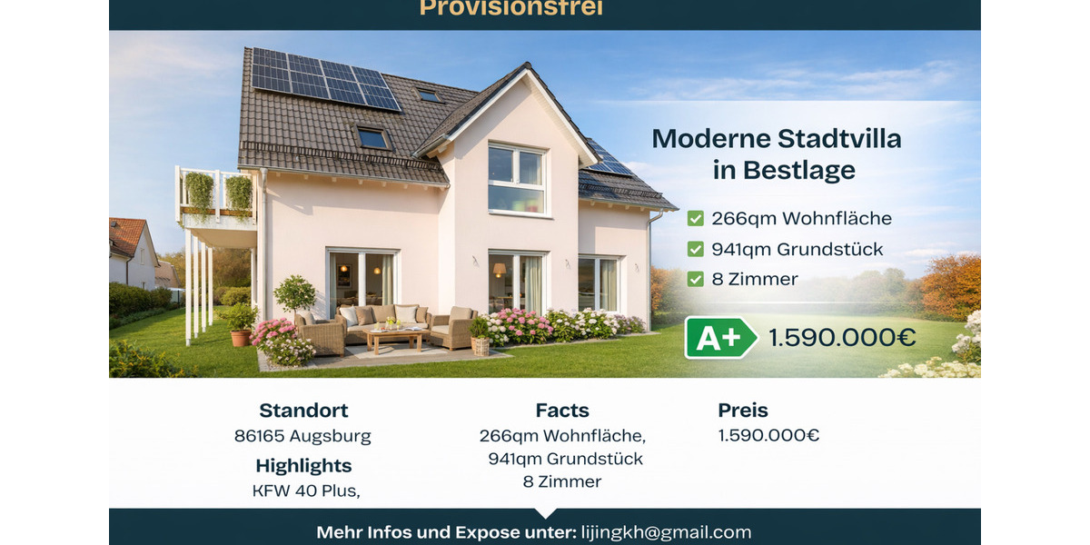 Einfamilienhaus Augsburg Lechhausen - 8 Zimmer, 266 m&sup2;, 1.590.000&euro; | Angebot:25922336