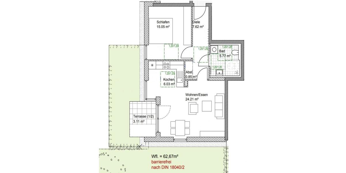 Erdgeschoßwohnung Schwabmünchen - 2 Zimmer, 63 m&sup2;, 1.130&euro; | Angebot:26532039